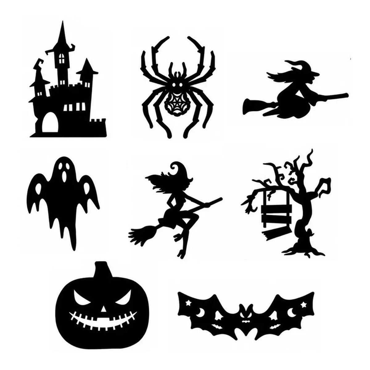 Halloween LED Wall Light Stickers – 8 Pack Glowing Silhouette Decorations | Battery Powered, Peel & Stick, No Drill | Spooky Home & Party Decor
