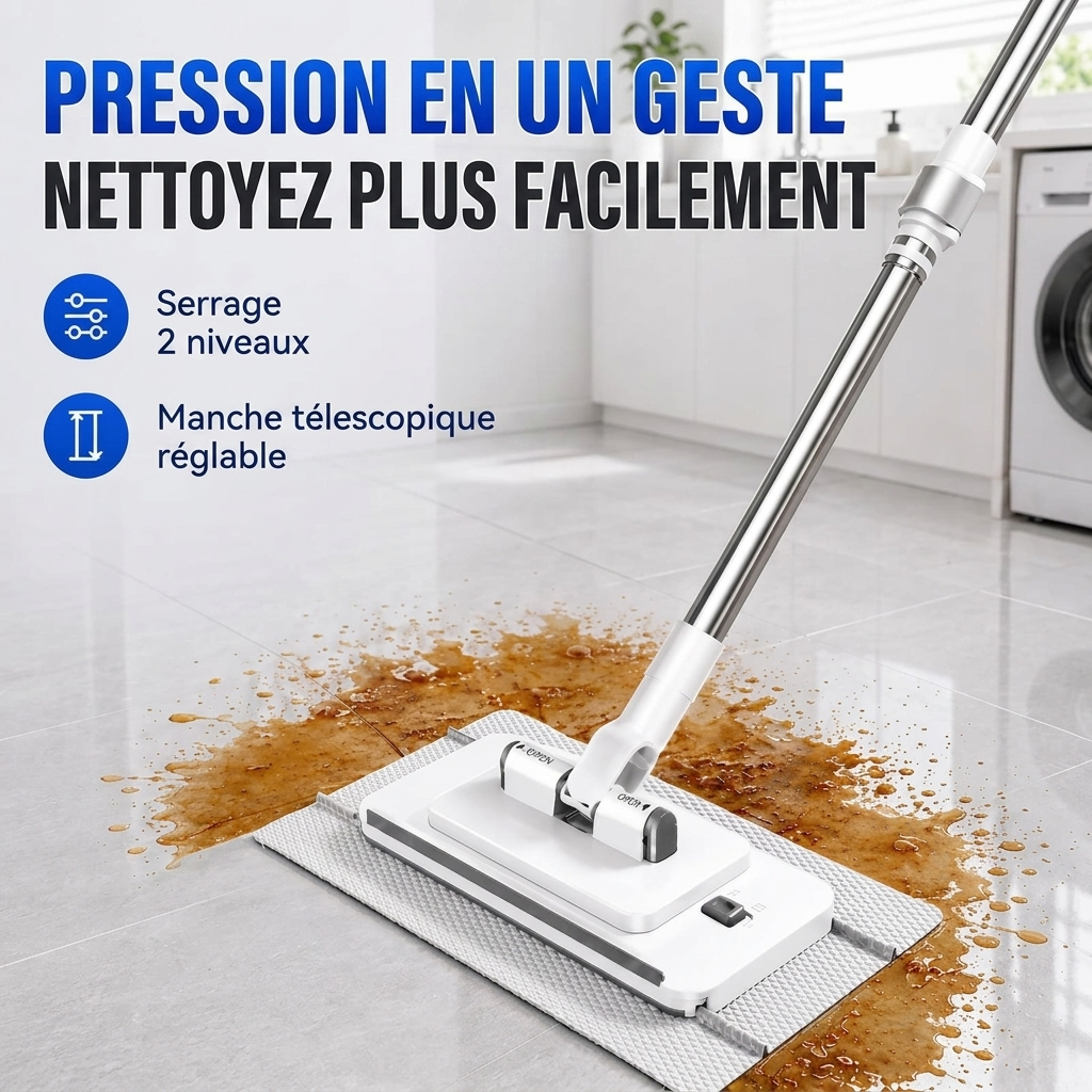 Balai à Dents de Requin - Manche télescopique · Fonctionne avec n'importe quel chiffon